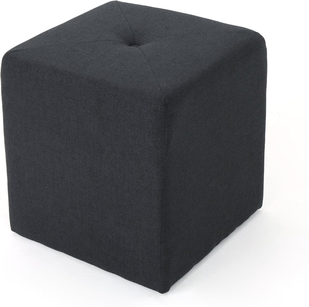 Dark Charcoal Fabric Square Ottoman C568
