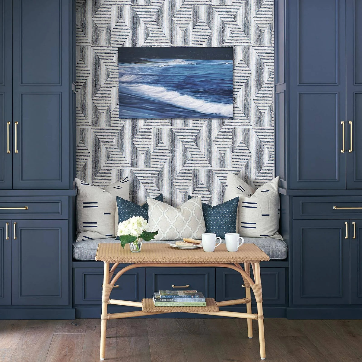 Indigo Geometric Wallpaper C96056