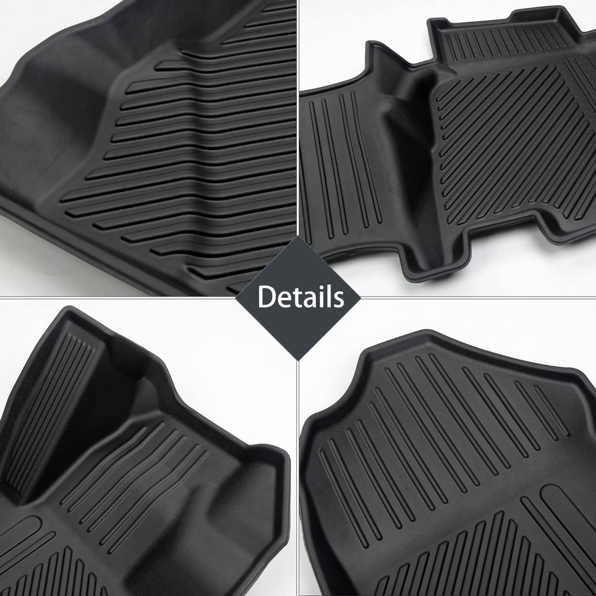 Black TPE Floor Liners for 4-Door Bronco 2021-2022, 1st and 2nd Row J568
