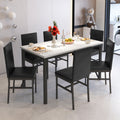 7 Piece Marble Dining Table and 4 PU Leather Upholstered Chairs Set K792933