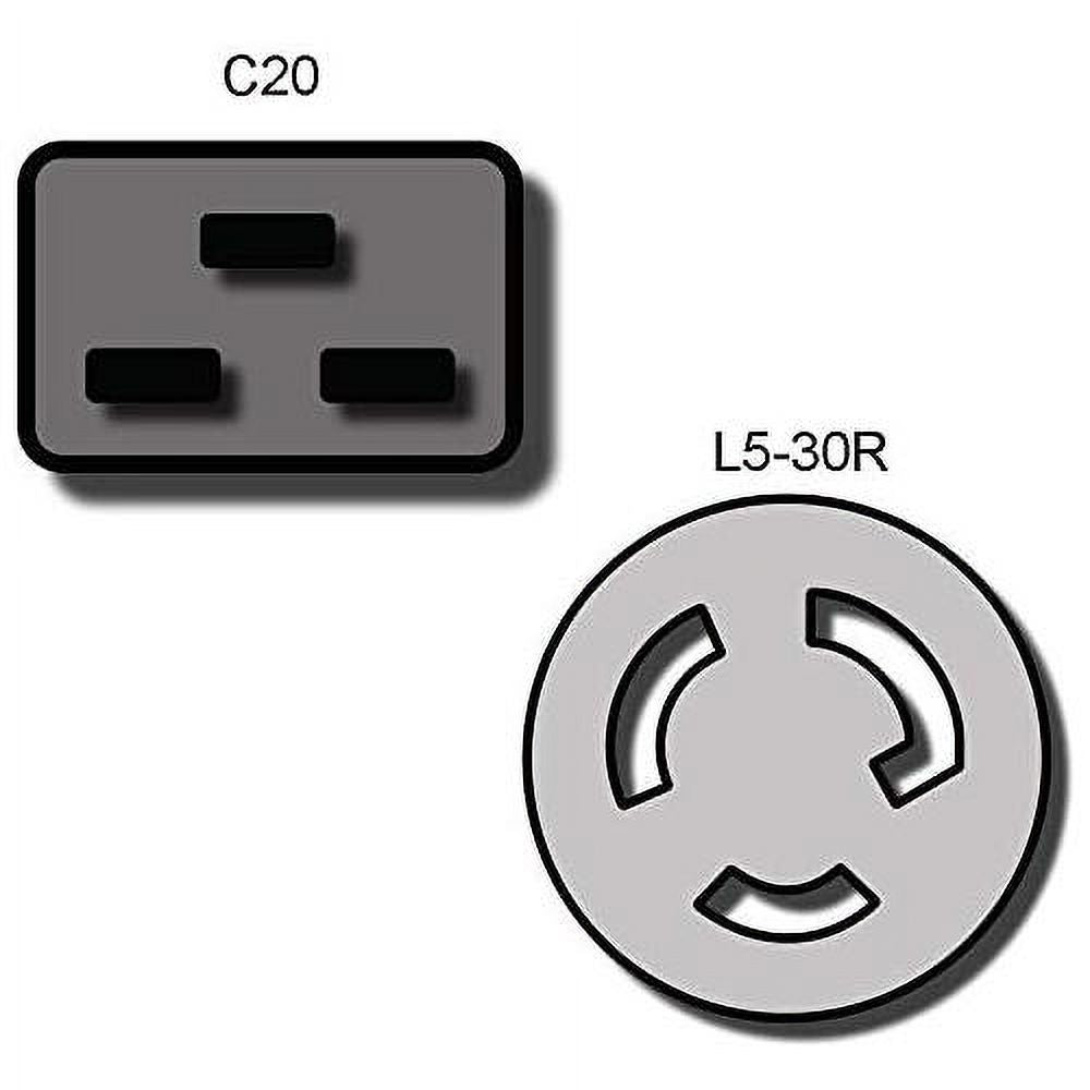 IEC C20 to NEMA L5-30R Plug Adapter, 1 Foot, 20A/125V, 12 AWG Q6046