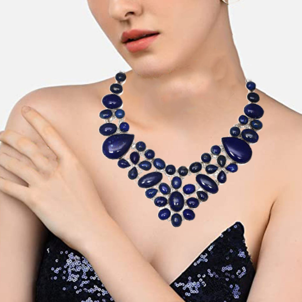 Lapis Lazuli Cabochon Gemstone Necklace R4102