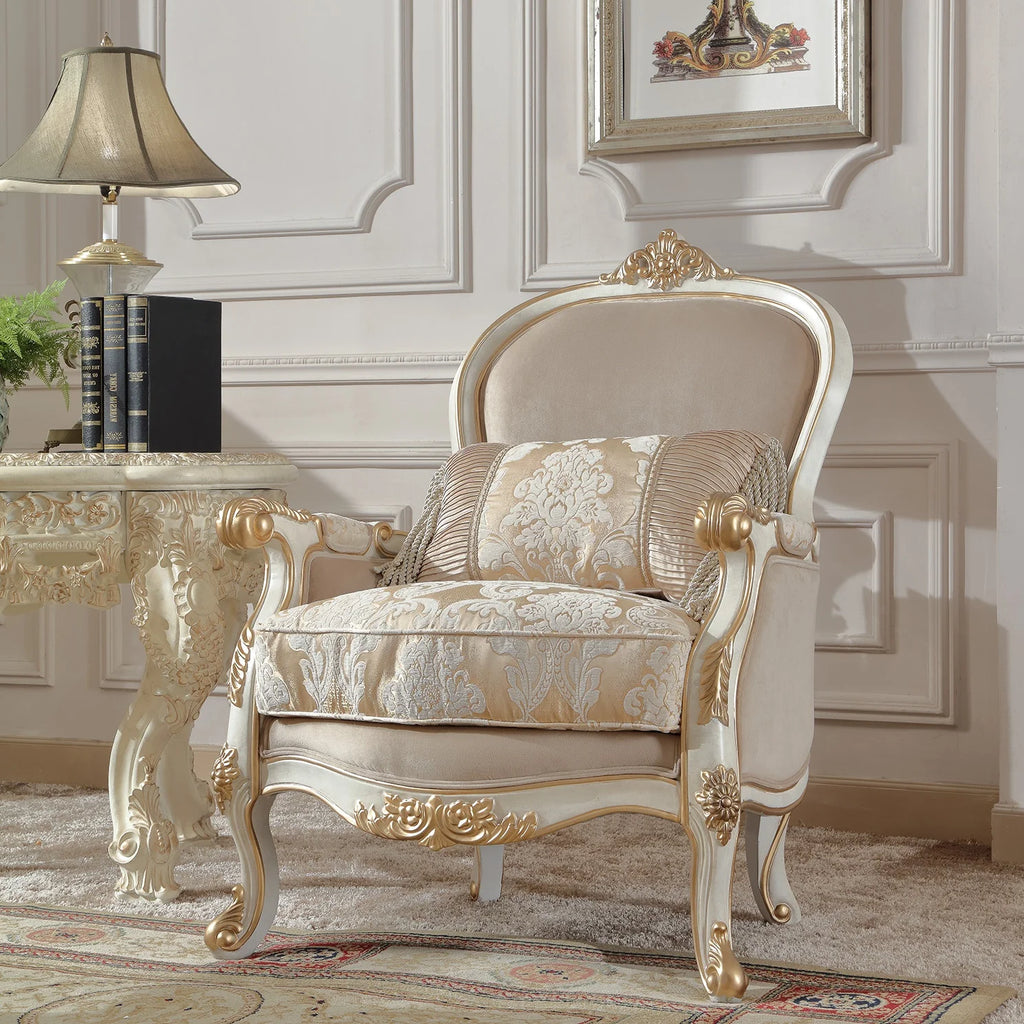 White 3Pcs Carved Wood Sofa Set T50082