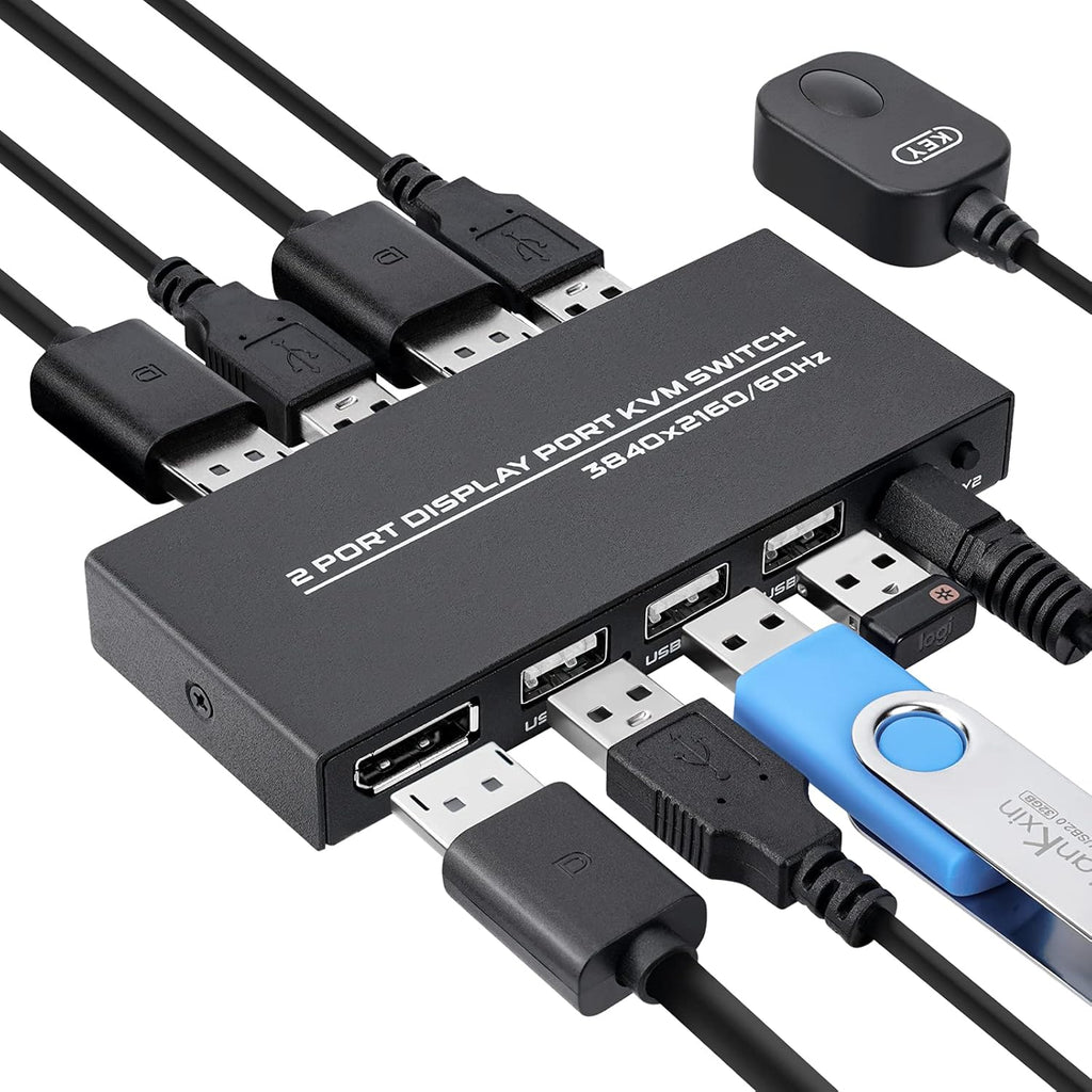 4K@60Hz DP USB KVM Switch with 2 DP Cable and 2 USB Cable W683069