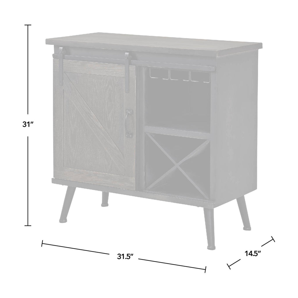 Dark Brown Wood Barn Door Bar Cabinet K3969