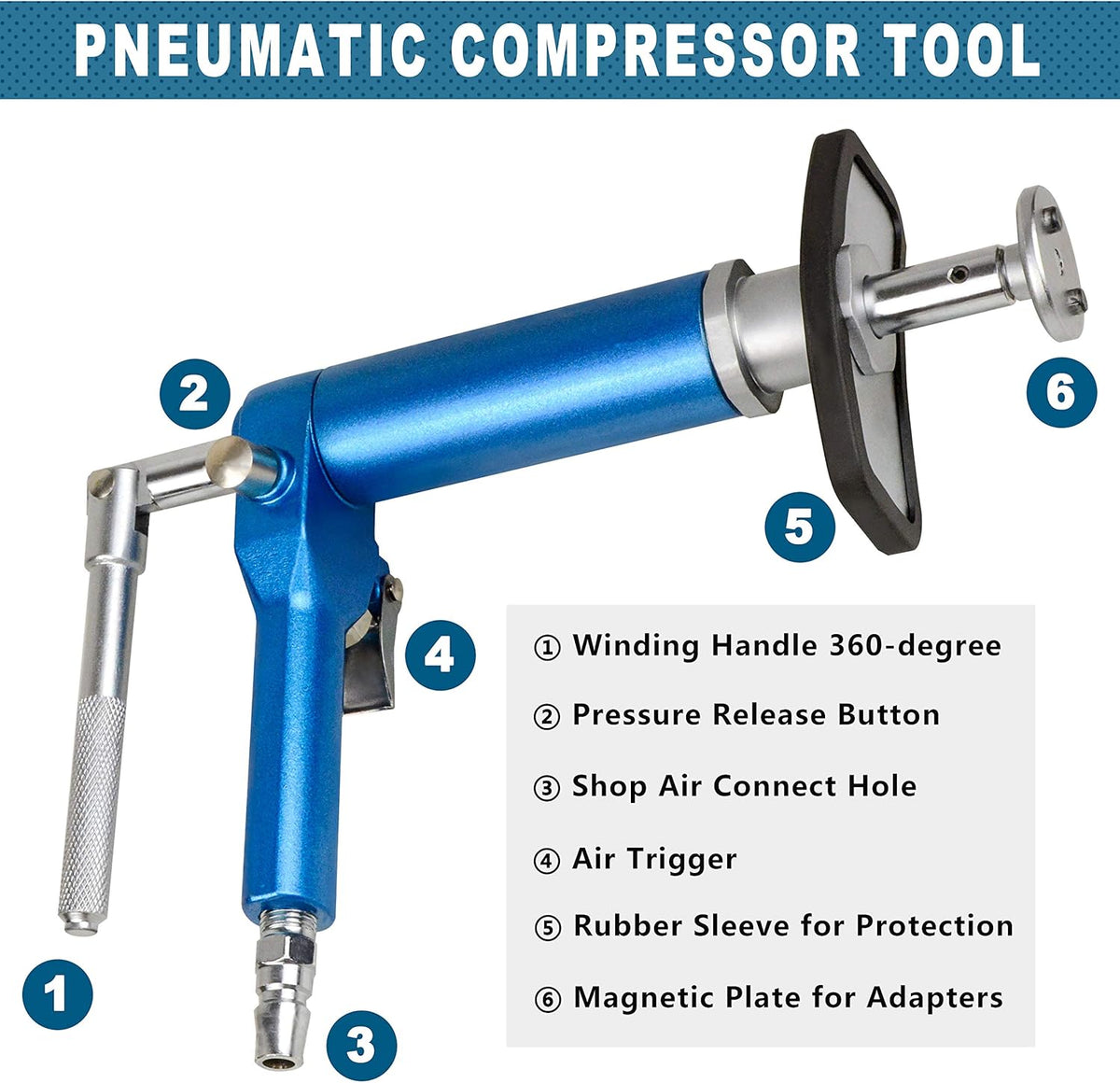 23PCS Air Powered Brake Caliper Wind Back Tool Kit with Adapters W873620