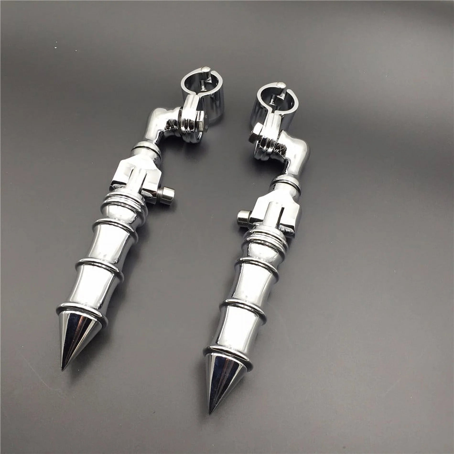 Chrome Angled Peg Mounting Kit with Foot Peg For Bike with 1-1/2 inch Front Engine Guard Frame Tube R9793