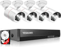 5MP PoE Security Camera System, 4pcs Wired Outdoor PoE IP Cameras, 8CH NVR with 2TB Hard Drive, Color Night Vision E546