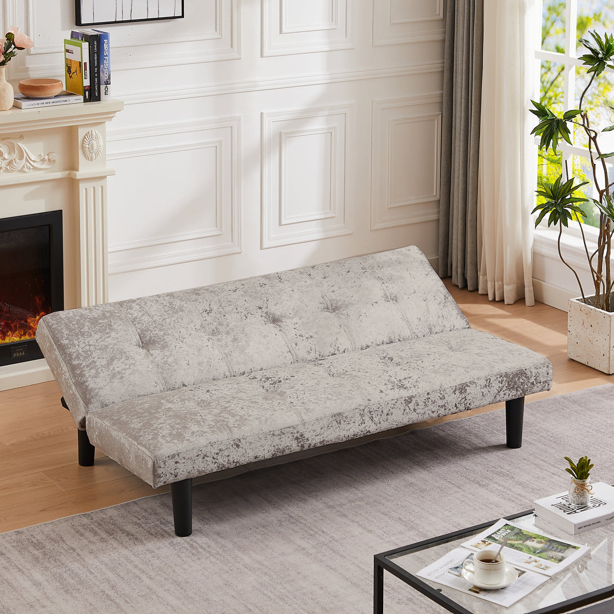 Silver Convertible Sofa Bed Z17703