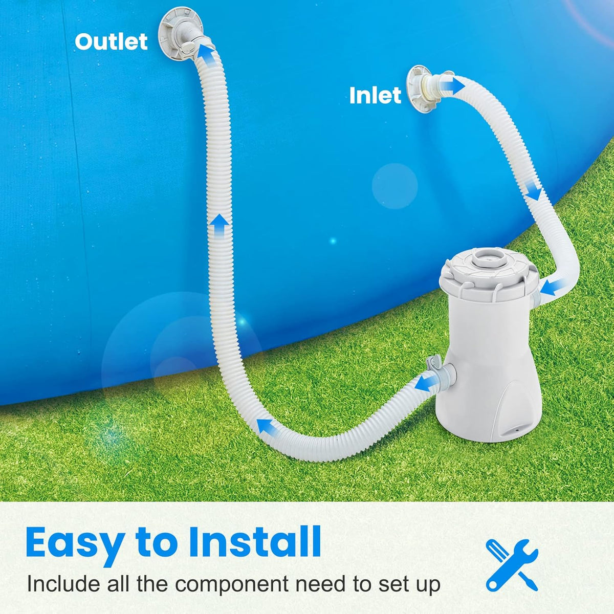 Above Ground Pool Pump, 600 GPH Filter Pump, Includes Filter Pump Cartridge S68510