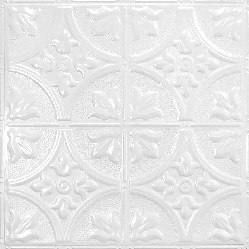 Bright White Satin 2 ft. x 2 ft. Nail Up Tin Ceiling Tile H737