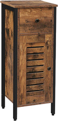Rustic Brown Storage Cabinet with Drawer and Height-Adjustable Shelves V566