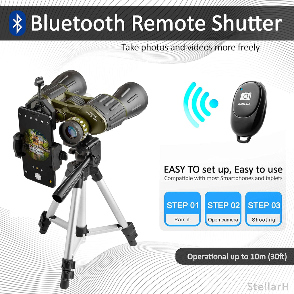 12X50 Full Size Binoculars with Tripod & Smartphone Adapter Carrying Bag J310332