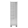 White Double-Door Broom Cabinet with Inner Shelves and Side Hangers H258