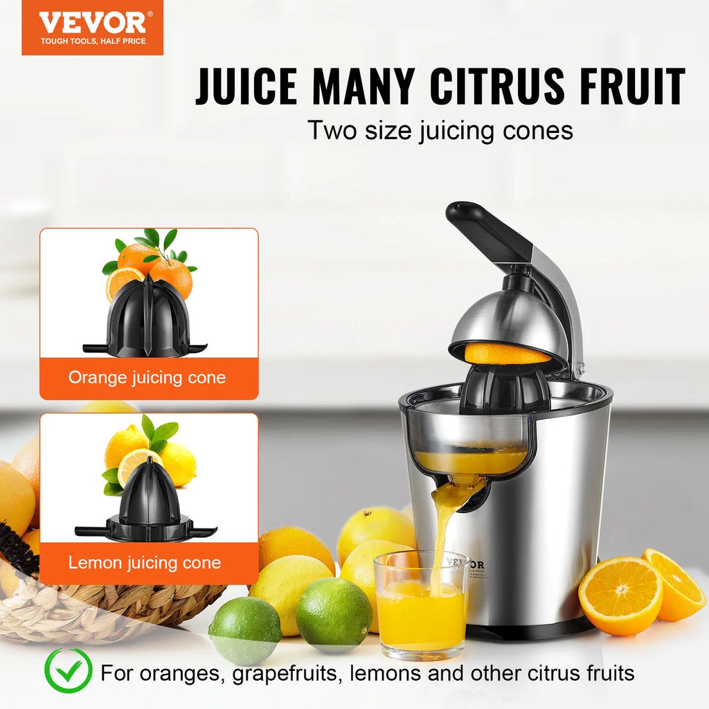 Electric Citrus Juicer with Two Size Juicing Cones, 300W Stainless Steel V931