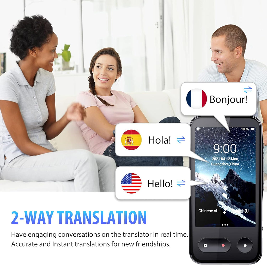 Black 138 Language Voice Translator with 4G SIM Card and Camera X42854