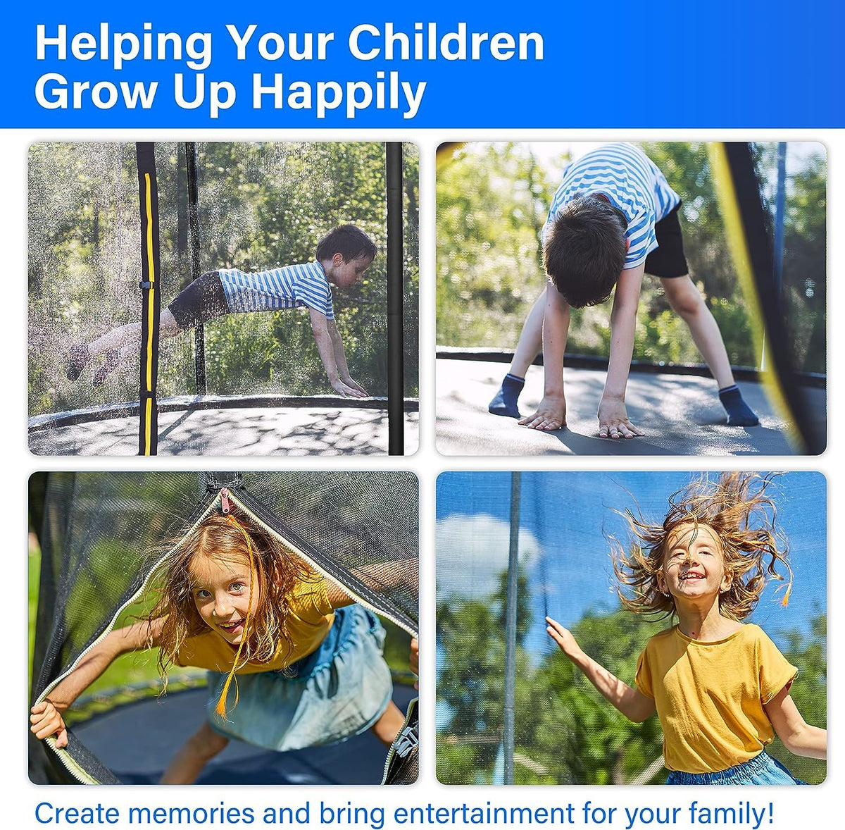 Blue Recreational Trampoline with Enclosure Net - 12FT E264