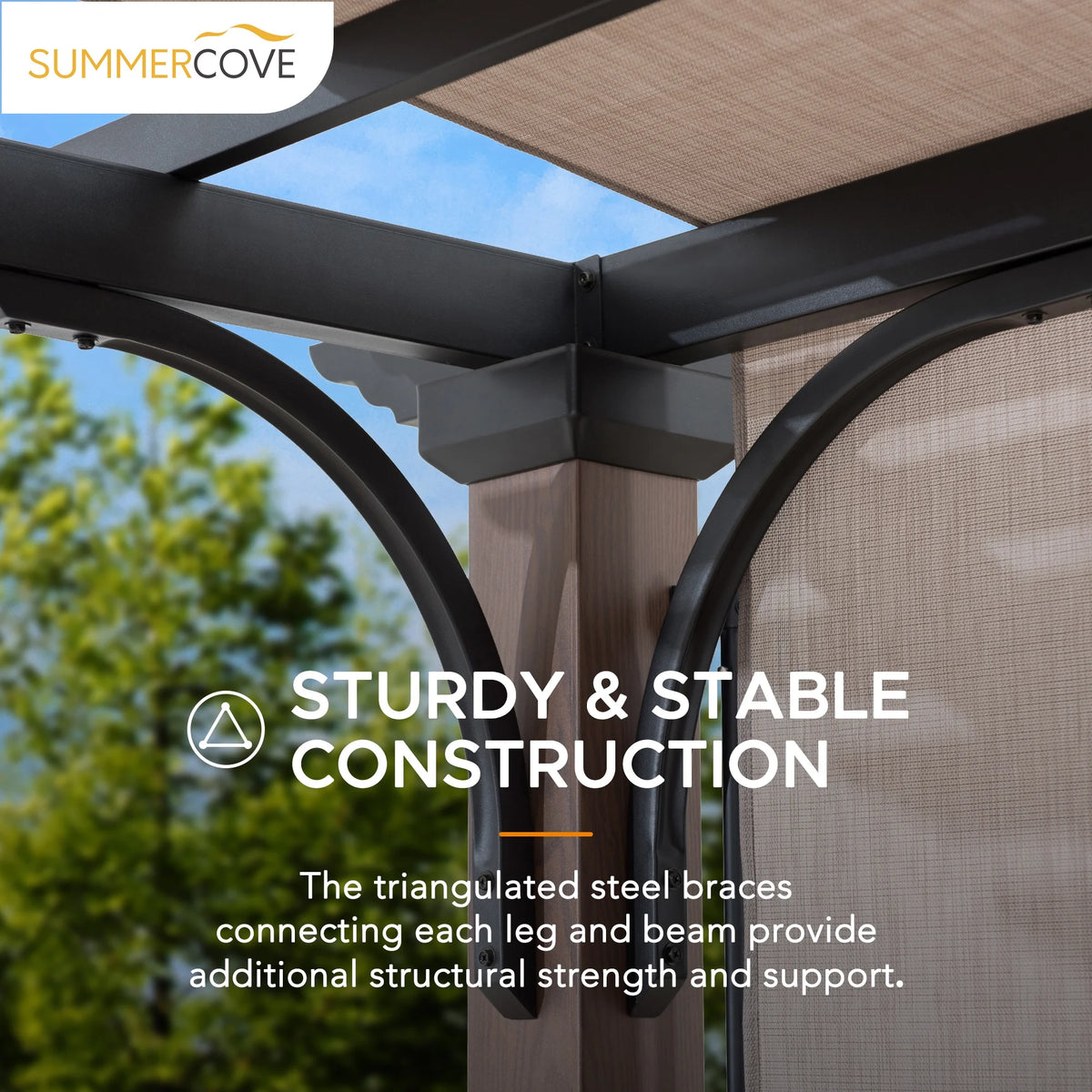 11 x 11 ft. Metal Pergola with Tan Adjustable Canopy X7909