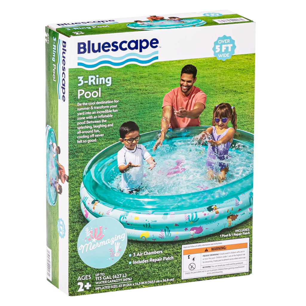 Blue Mermaid 3-Ring Inflatable Swimming Pool C1425
