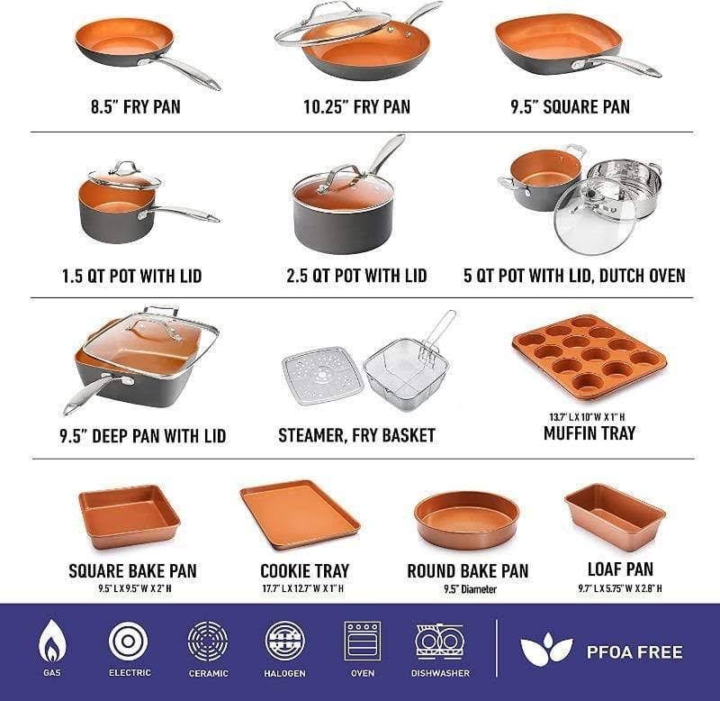 20-Piece Hard-Anodized Cookware Set F2607