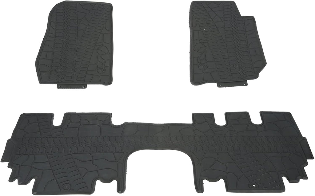 Black Rubber Floor Mat for Jeep Wrangler 4-Door 3-Piece F91430