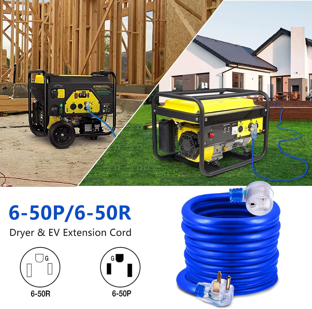 50A 25FT 6-50R Female 6-50P Male Heavy Duty Welder Extension Cord B746