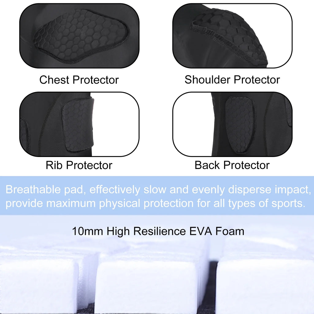 Men Padded Compression Football Shirt Chest Protector Size L I245713