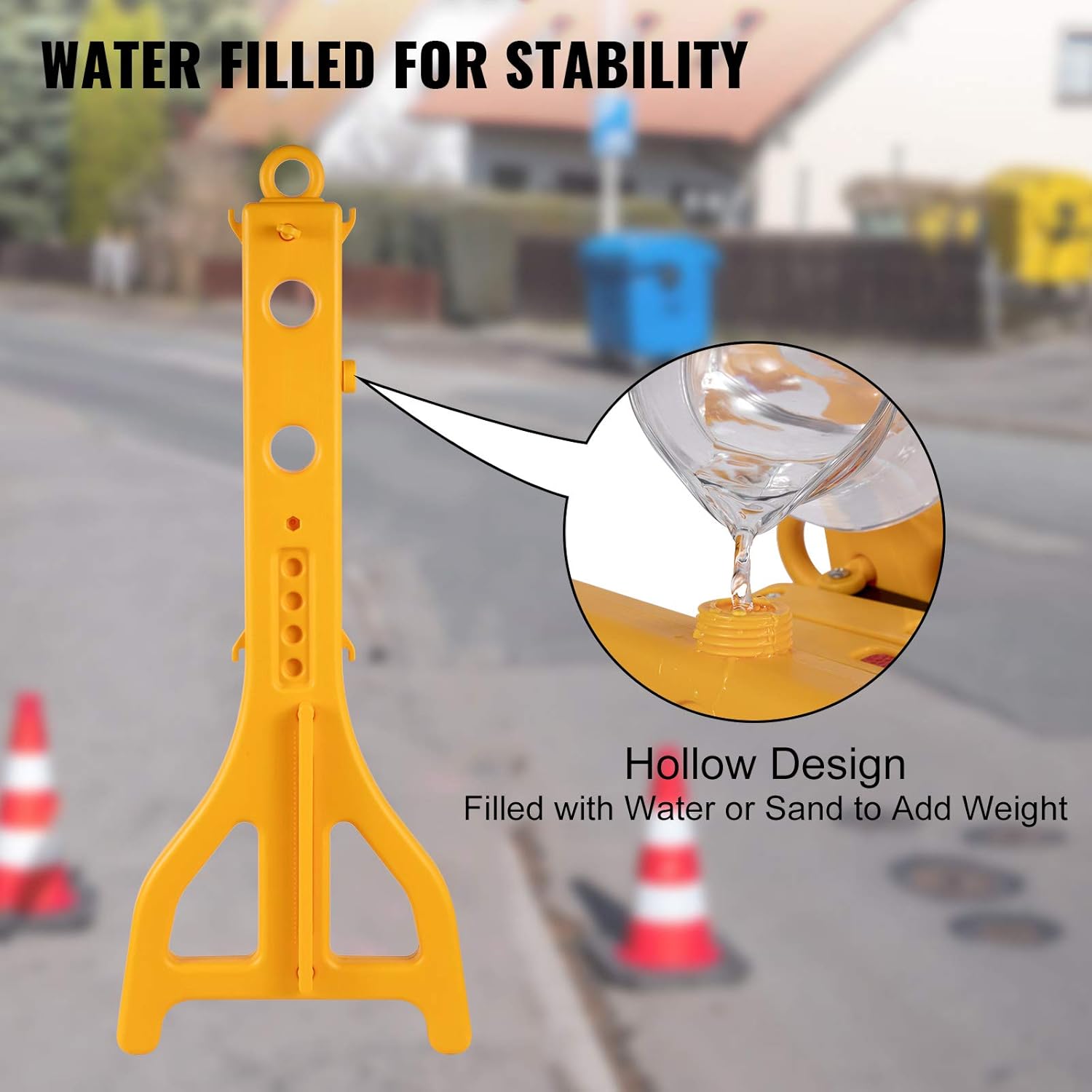 Expandable Mobile Plastic Safety Barricade 8.3ft Width 38” Height with Reflectors with 1 Chain N14036