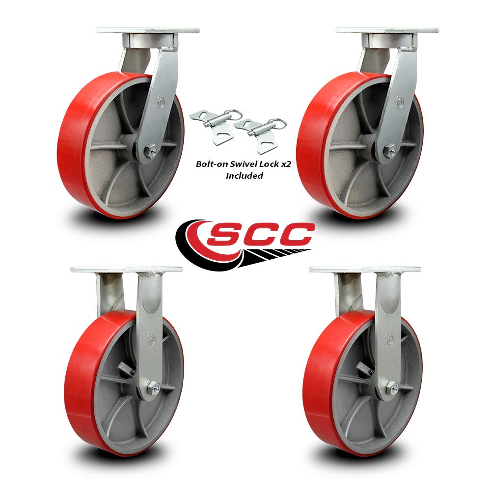 Red Polyurethane Tread Swivel Caster with Bolt on Swivel Lock O1715