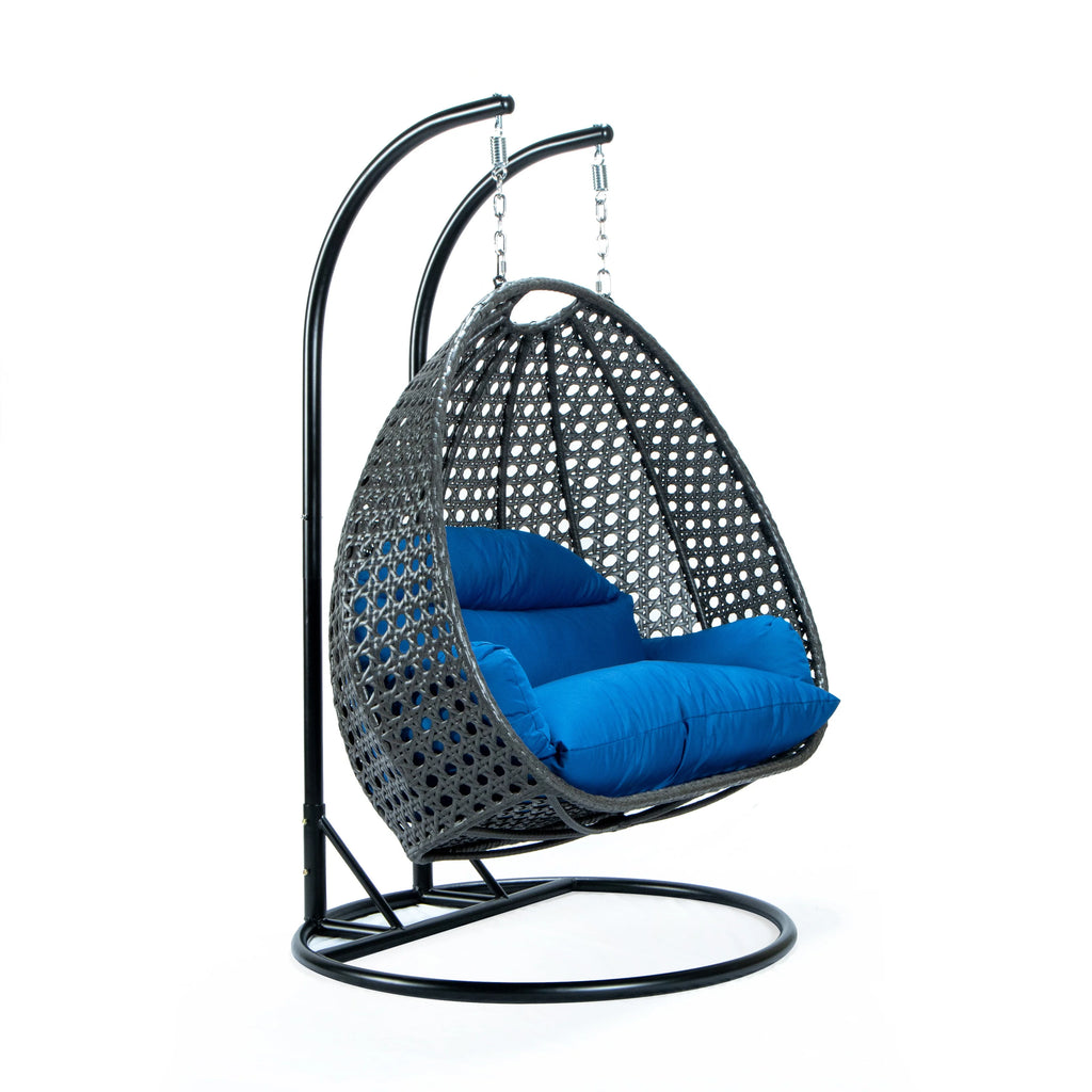 Blue Wicker Hanging Egg-Shaped Swing Chair R210235