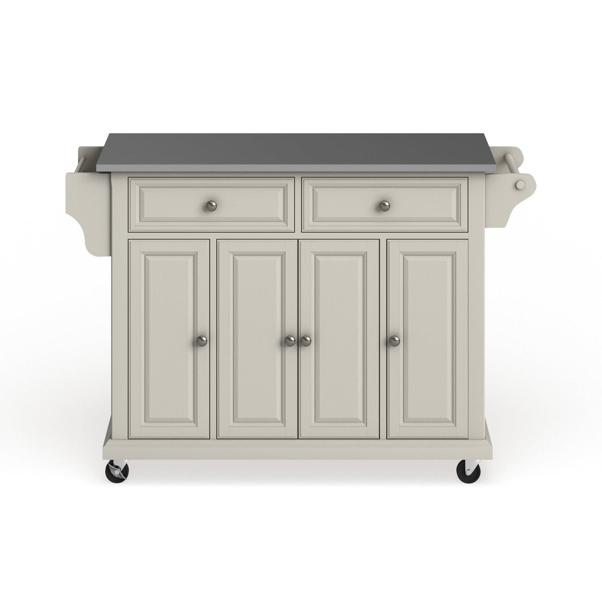 White Finish Stainless Steel Top Kitchen Cart and Island S559556
