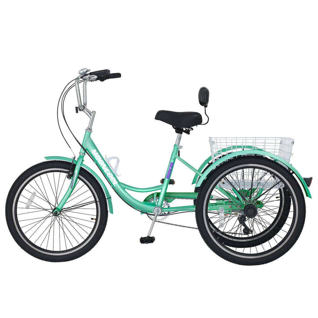 Tricycle 24" Wheels 7-Speed 3 Wheels Bike with Basket F1867