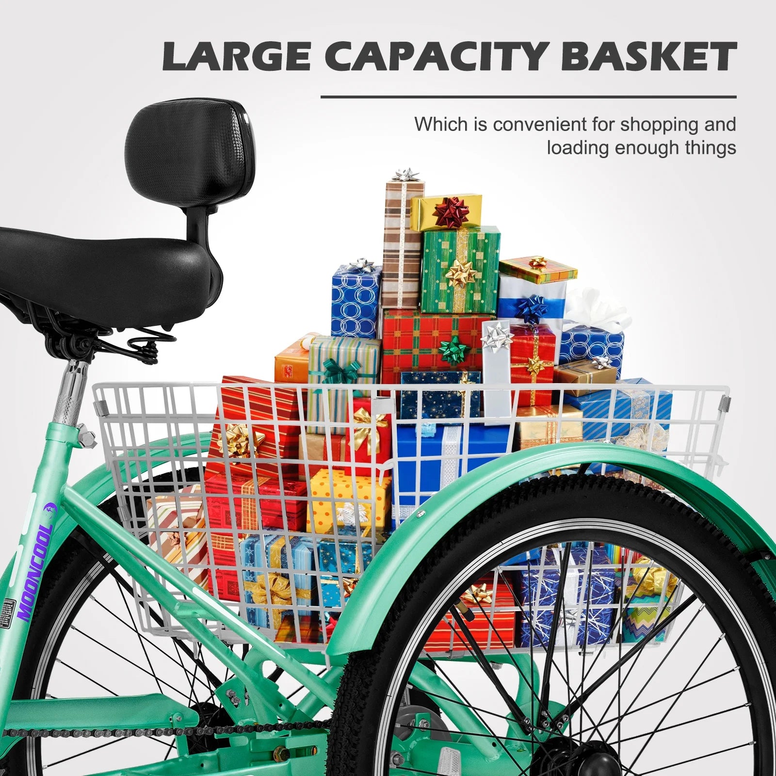 Tricycle 24" Wheels 7-Speed 3 Wheels Bike with Basket F1867