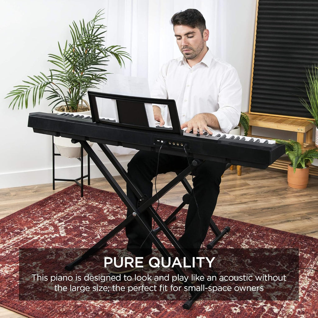 88-Key Full Size Digital Piano Keyboard Set with Semi-Weighted Keys, Stand, Sustain Pedal, Built-In Speakers, Power Supply D747