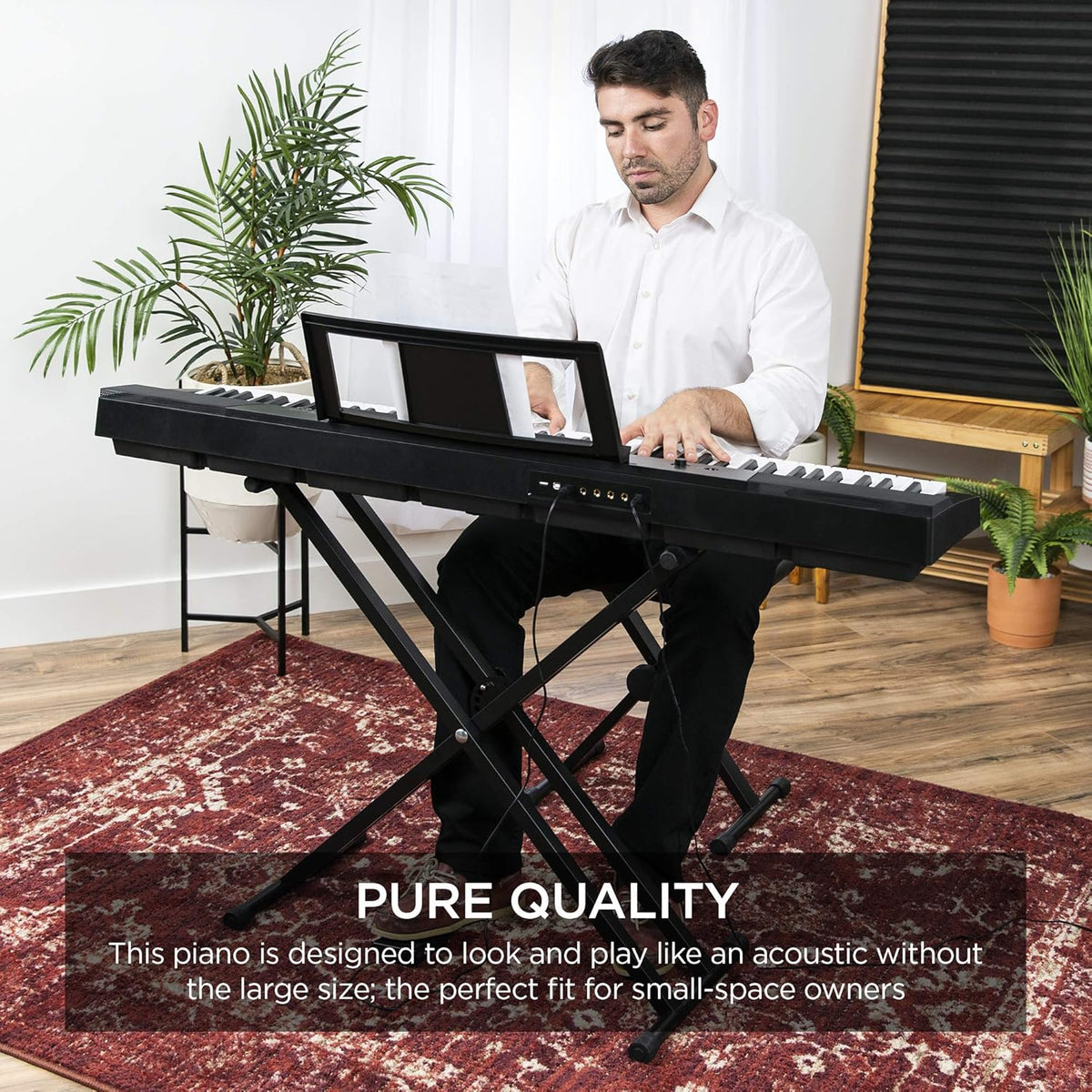 88-Key Full Size Digital Piano Keyboard Set with Semi-Weighted Keys, Stand, Sustain Pedal, Built-In Speakers, Power Supply D747