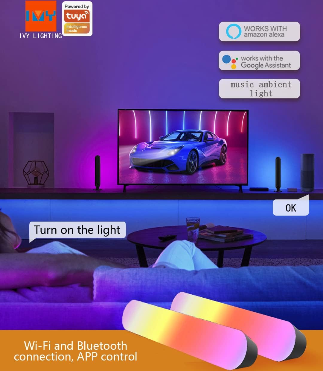 2 Pack Smart LED Light Bars with Music Sync G904066