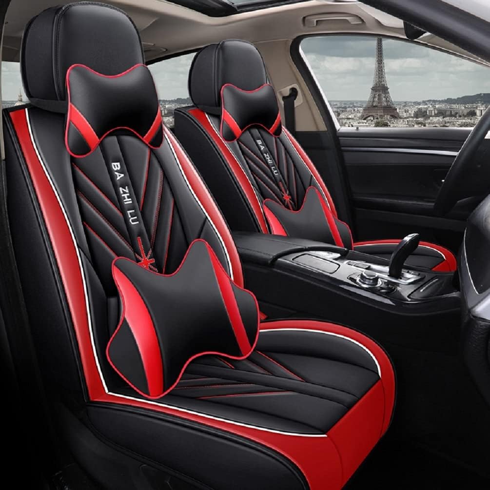 Black PU Leather Car Seat Covers Full Set 5 Seats A38193