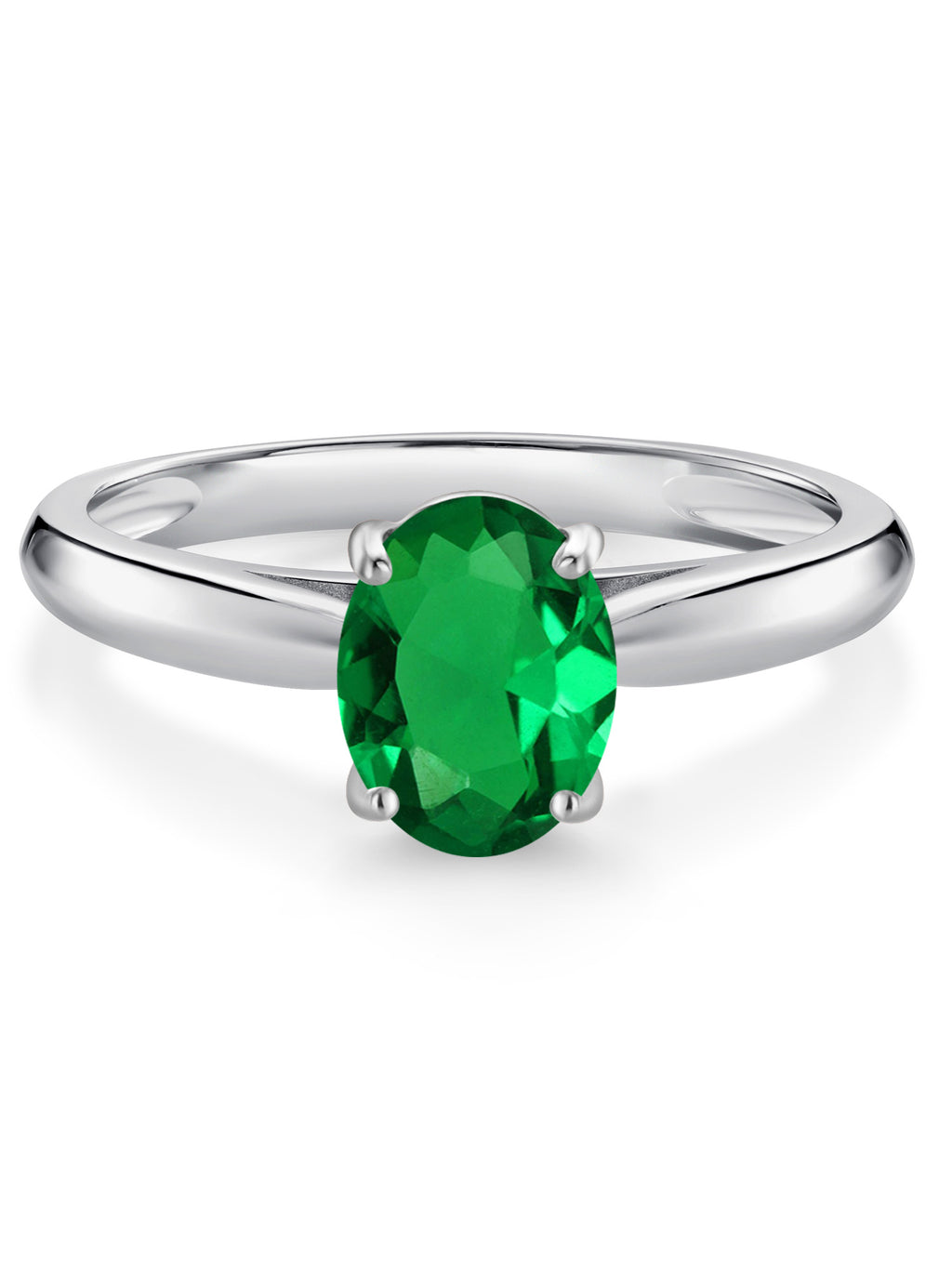 10K White Gold Green Nano Emerald Solitaire Engagement Ring H939510