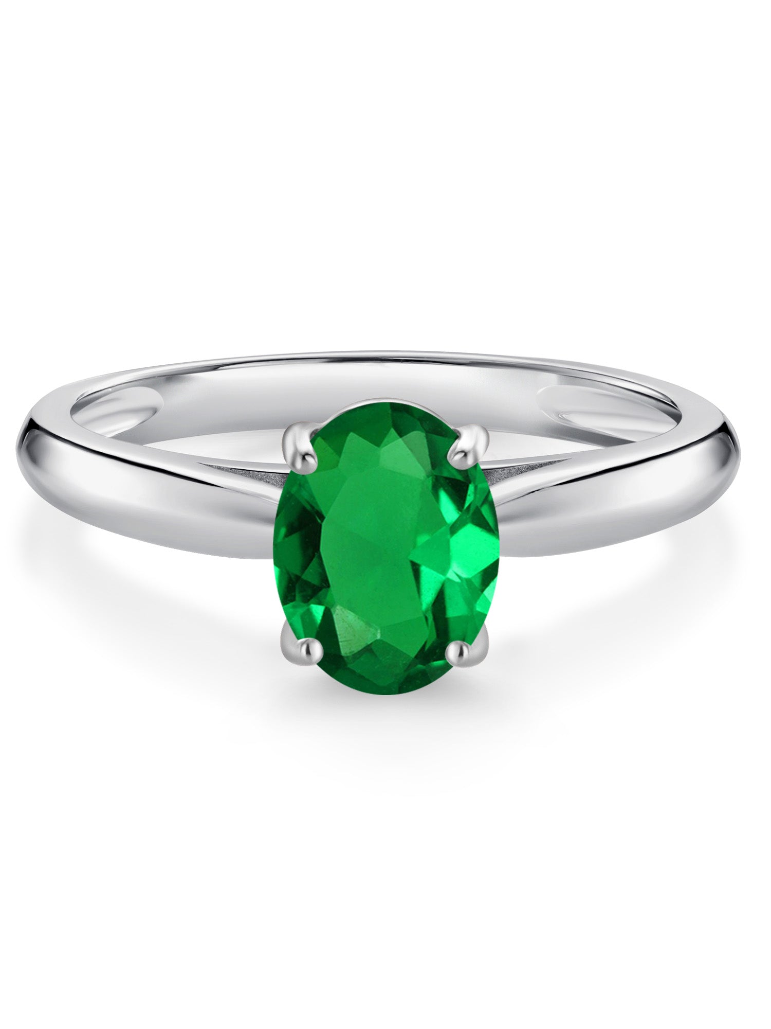 10K White Gold Green Nano Emerald Solitaire Engagement Ring H939510