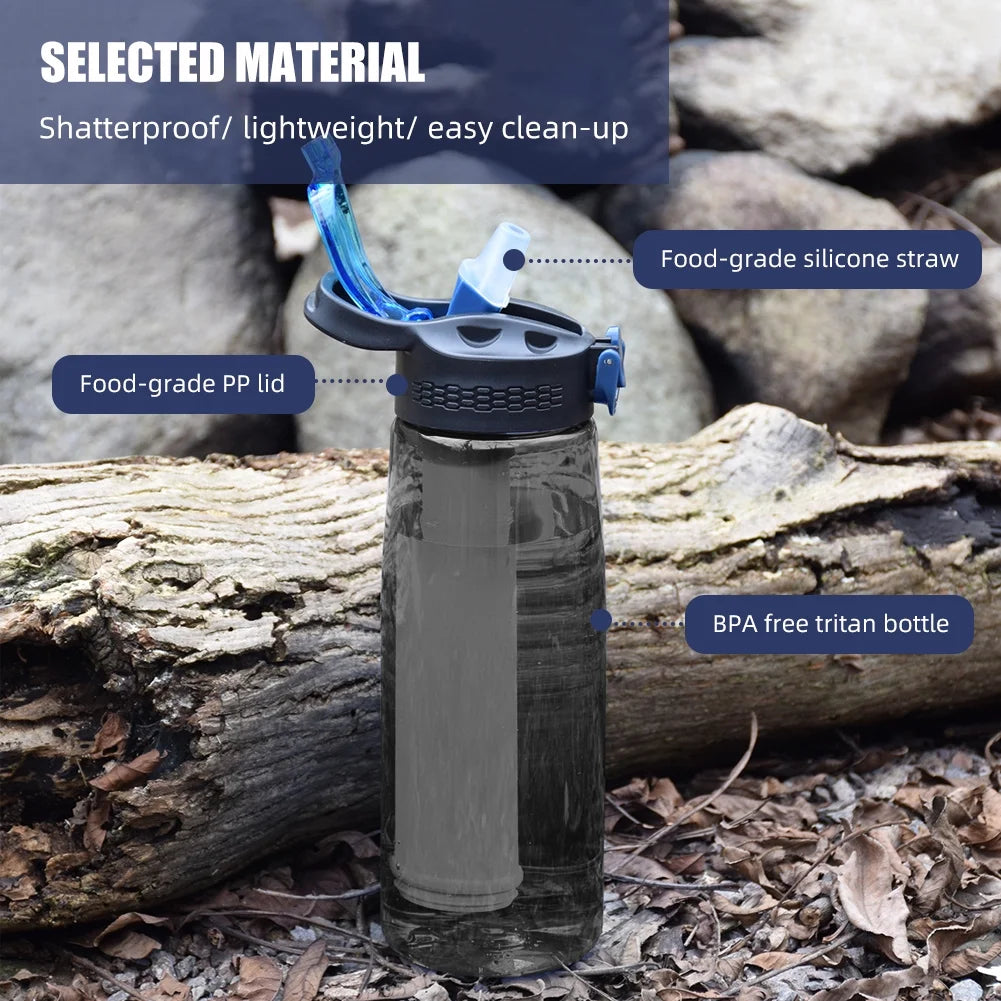 Black Tritan Water Bottle with Filter and Lockable Lid U8006