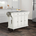White Finish Stainless Steel Top Kitchen Cart and Island S559556
