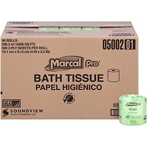100% Recycled 2-Ply Toilet Paper, 500 Sheets per Roll, 96 Rolls per Case A9433