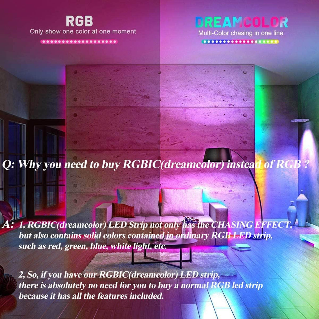 50FT RGBIC WS2811 Waterproof LED Strip Lights with Remote, Pack of 2 T900