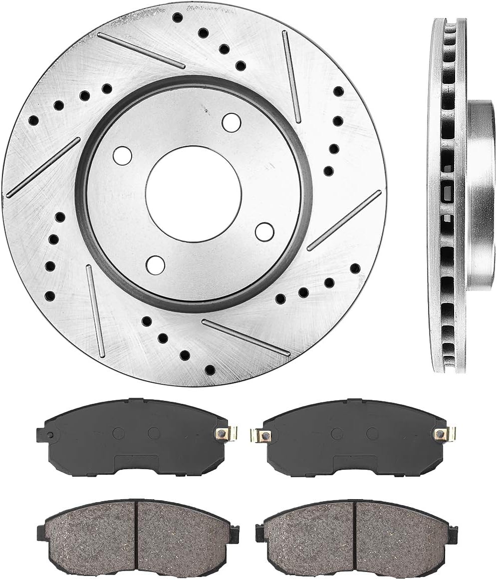 FRONT 280mm D/S 4 Lug Rotors + Ceramic Brake Pads + Hardware O633384