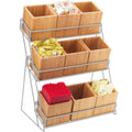 9 Compartment Jar Holder, Silver/Bamboo M5777