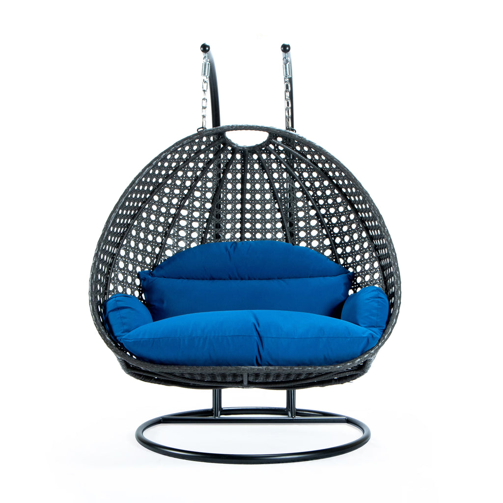 Blue Wicker Hanging Egg-Shaped Swing Chair R210235