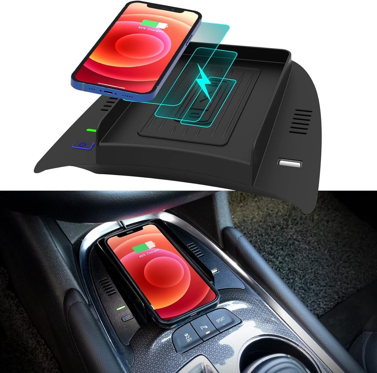 Wireless Charger with USB Port for Chevy Malibu 2016-2022 Pack of 2 X78451