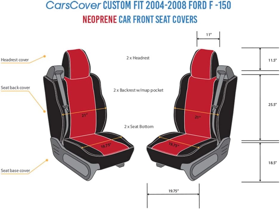 Red Rose & Black Neoprene Front Seat Covers for Ford F150 Pickup Truck K888