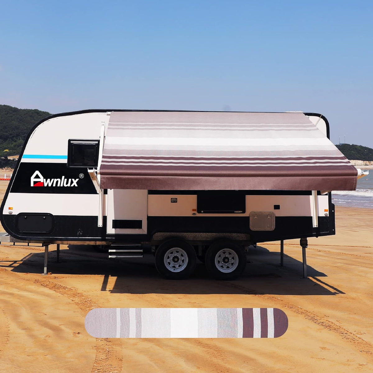 RV Awning Fabric Replacement Waterproof Vinyl Shade Screen Black 18' Q72400