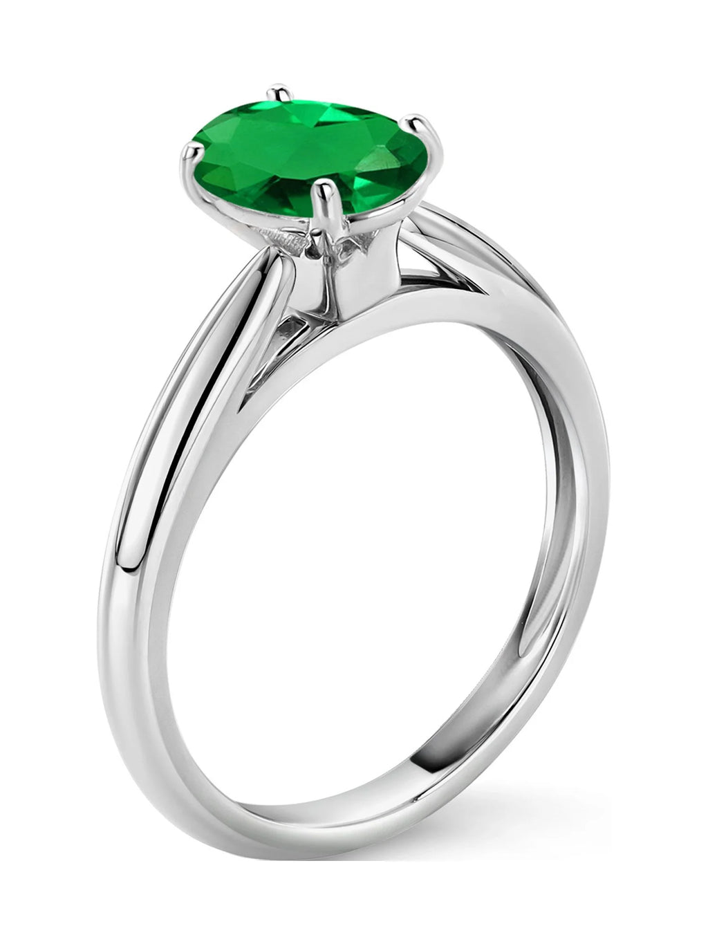 10K White Gold Green Nano Emerald Solitaire Engagement Ring H939510